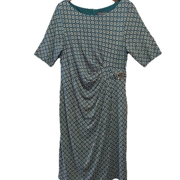 Jessica Howard Geometric Green Patterned Dress Size 16 - Picture 1 of 6